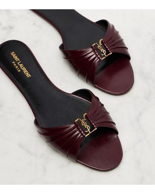 Saint Laurent Brown Babylone Leather Slides