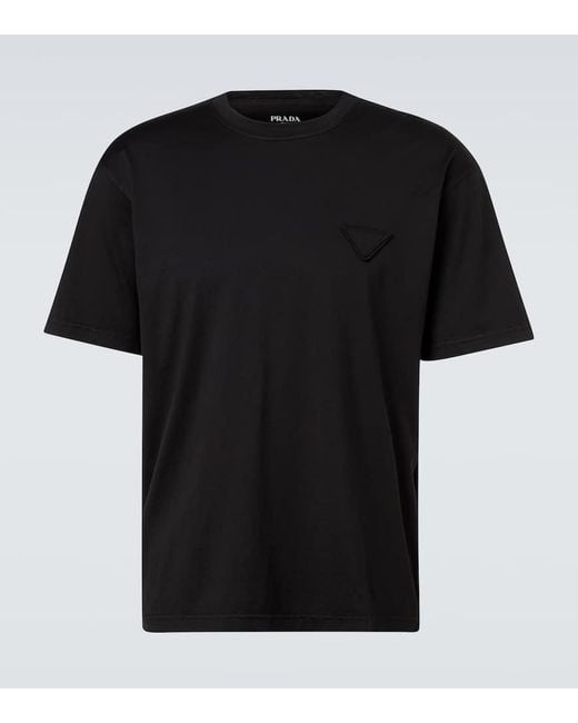 Prada T-Shirt Aus Baumwoll-Jersey in Black für Herren