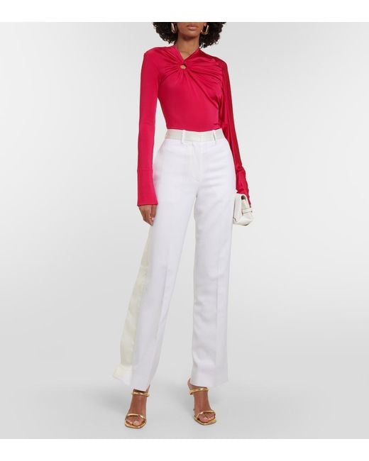 Victoria Beckham Pink Gathered Jersey Top