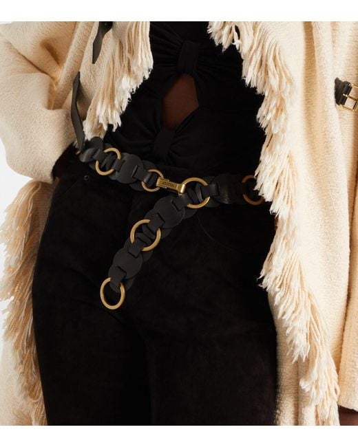 Isabel Marant Black Lota Braided Embellished Leather Belt
