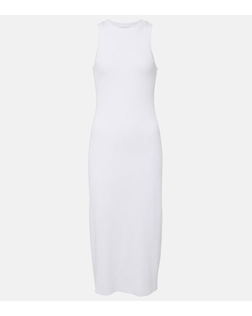 Vince White Ribbed-knit Jersey Midi Dress