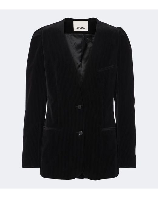 Isabel Marant Black Fereole Cotton Velvet Blazer
