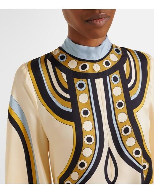 LaDoubleJ Metallic Magnifico Printed Silk Twill Maxi Dress
