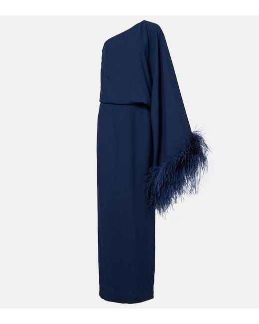 Taller Marmo Blue Feathered Eternity Maxi Dress