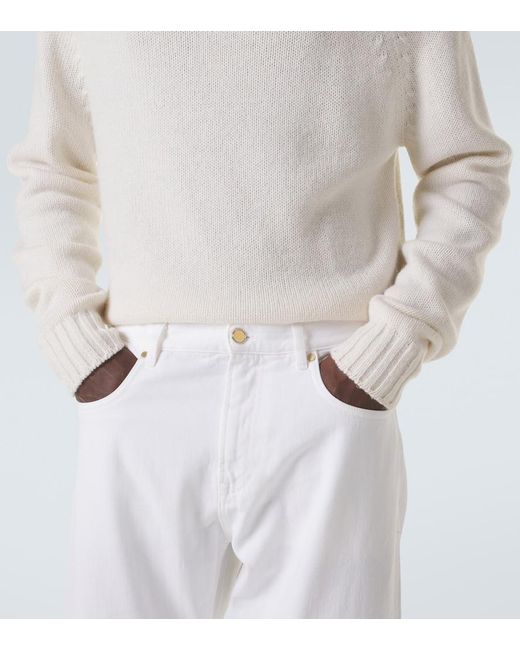 Umit Benan White Milano Wool Turtleneck Sweater for men