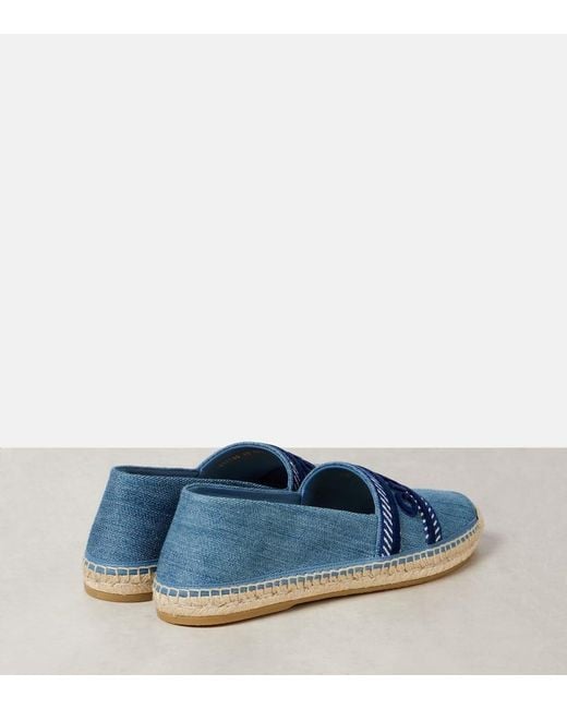 Gucci Blue Ines Embroidered Appliquéd Denim Espadrilles