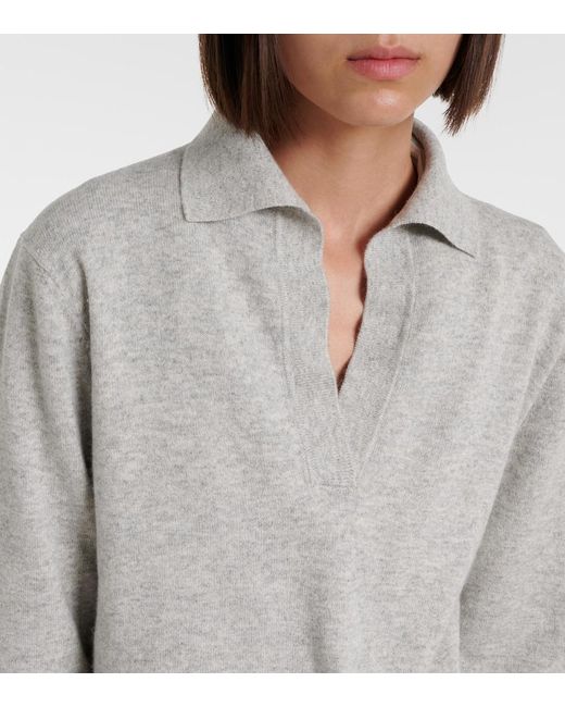 Jardin Des Orangers Gray Cotton And Cashmere Polo Sweater