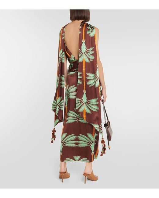 Robe Longue Brodee Et Imprimee En Soie Johanna Ortiz en coloris Green