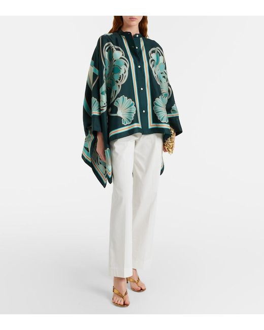 LaDoubleJ Green Foulard Printed Silk Twill Shirt