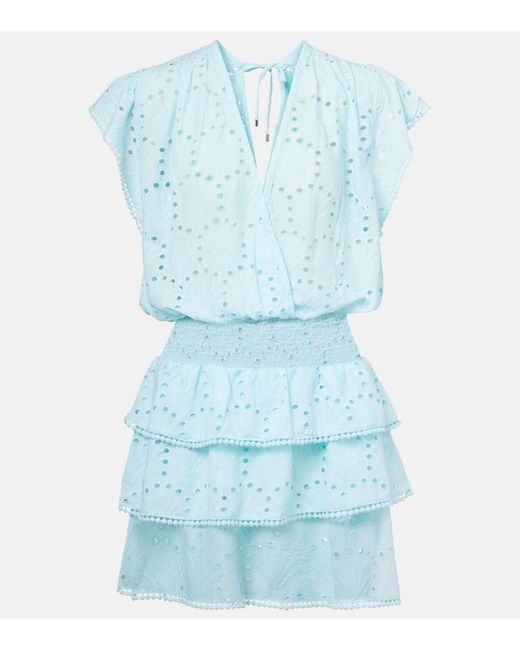 Melissa Odabash Blue Jess Cotton Crochet Minidress