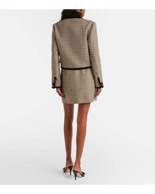 Valentino Natural Houndstooth Virgin Wool Miniskirt