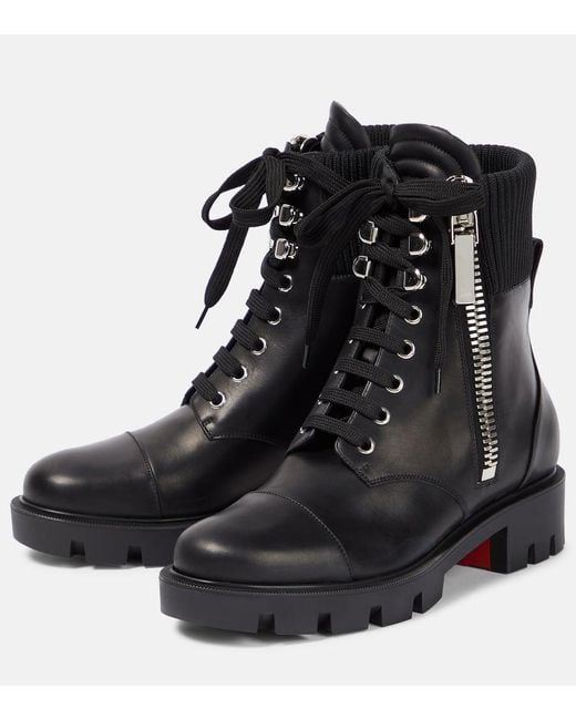 Christian Louboutin Black En Hiver Lug Leather Boots