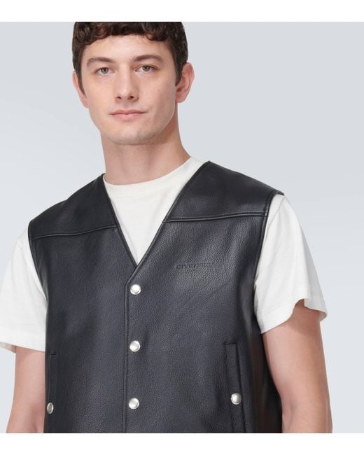 Givenchy Black Logo Leather Vest for men