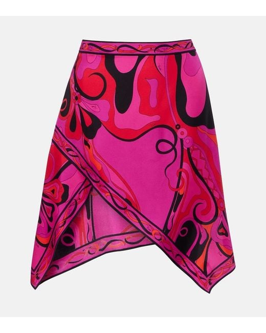 Emilio Pucci Pink Orchidee Silk Twill Miniskirt