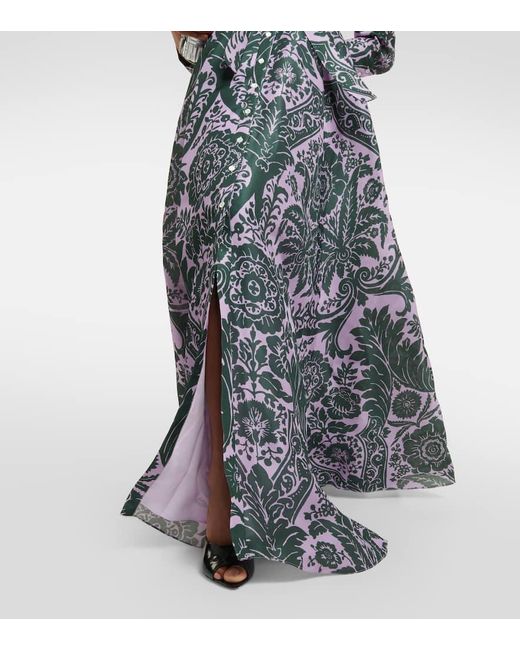Carolina Herrera Purple Belted Silk Gown