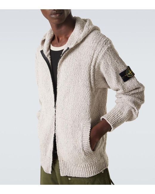 Stone Island Natural Compass Cotton Zip-Up Hoodie for men