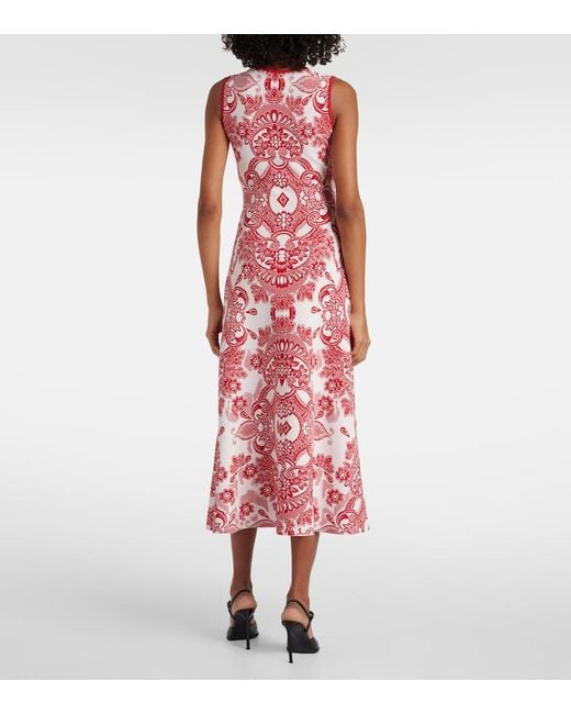 Etro Red Jacquard Midi Dress