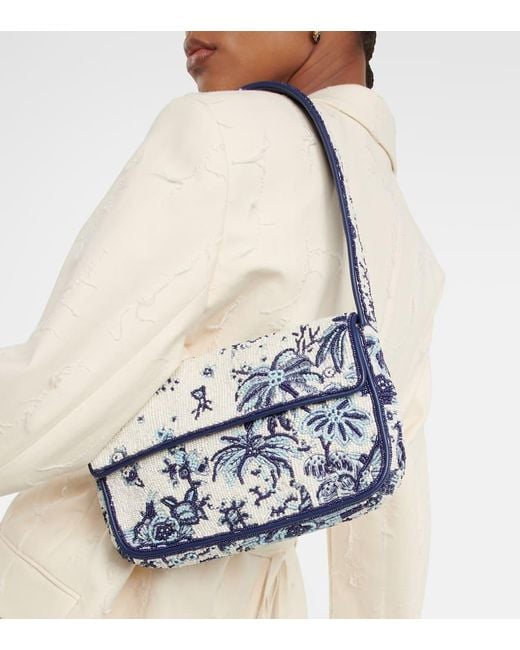 Staud Blue Tommy Beaded Shoulder Bag