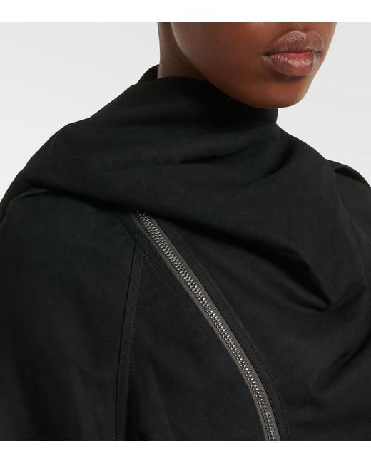 Rick Owens Black Scarf Flight Leather Jacket