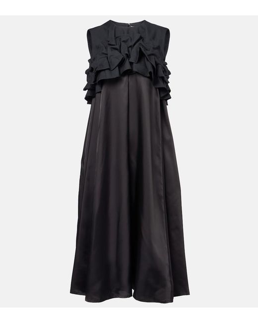 Noir Kei Ninomiya Black Ruffled Wool Midi Dress