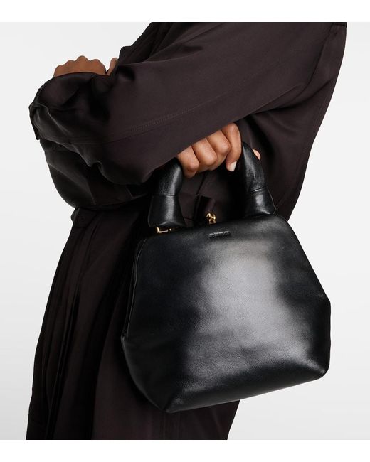Jil Sander Black Goji Square Small Leather Tote Bag