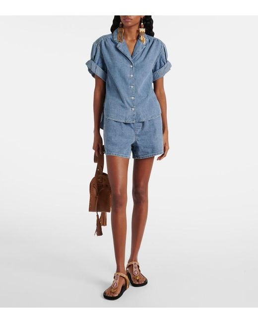 Veronica Beard Blue Ilene Denim Shirt