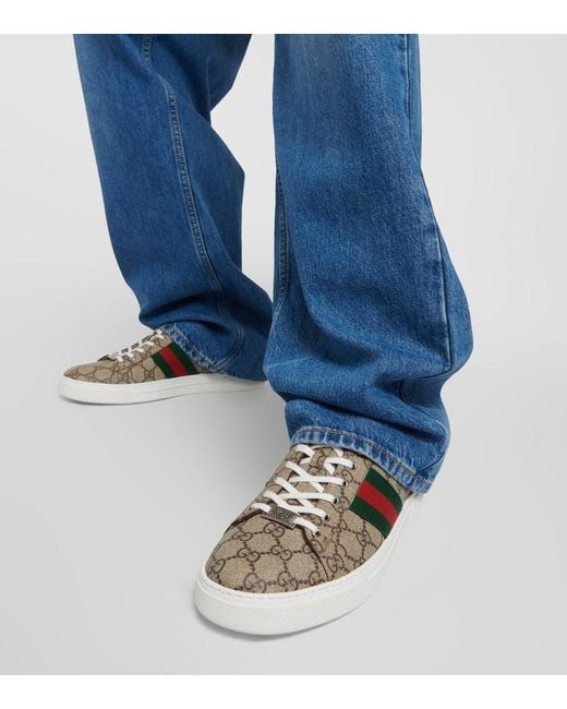 Gucci Metallic Ace Leather-trimmed GG Sneakers
