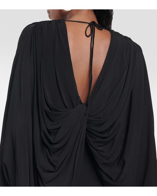 GIUSEPPE DI MORABITO Black Floral-Applique Draped Minidress