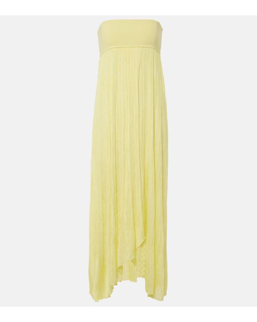 Alaïa Yellow Pleated Bustier Dress
