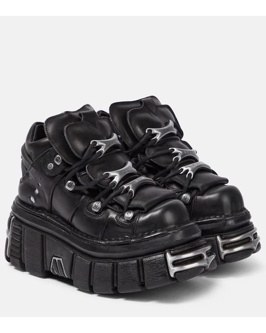 Vetements Black X New Rock Plateau-Sneakers aus Leder
