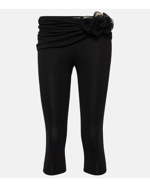 Shorts in seta con applicazione floreale di Magda Butrym in Black