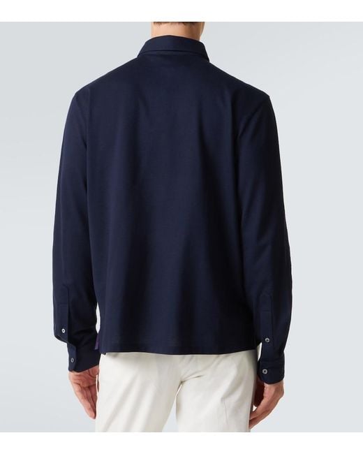 Ralph Lauren Blue Cotton And Cashmere Polo Shirt for men