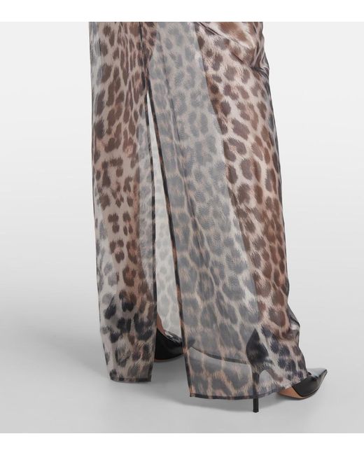 JACQUES WEI Gray Crystal-Embellished Tulle Maxi Dress