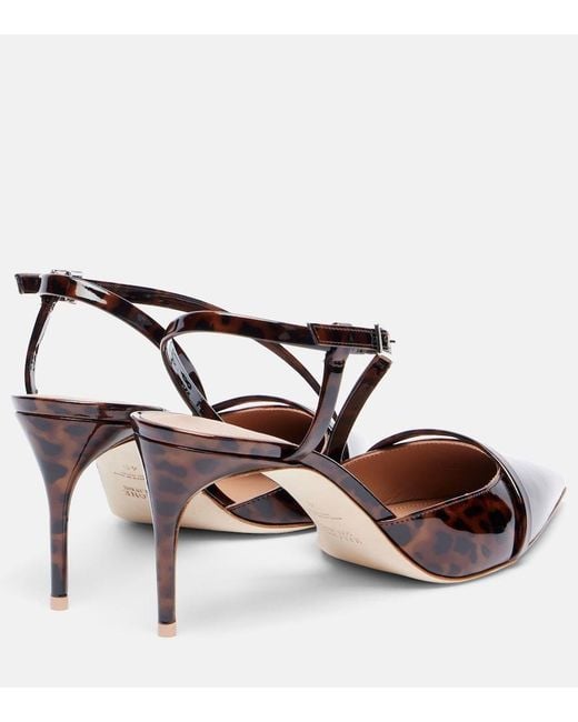 Malone Souliers Brown Valeria 70 Patent Leather Slingback Pumps