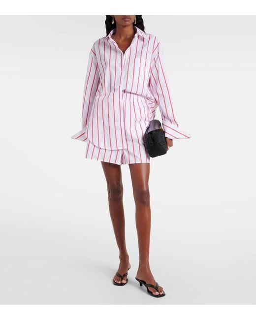 Frankie Shop Red Lui Striped Cotton Poplin Shirt