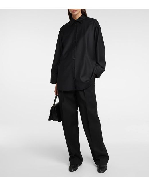 The Row Black Caroline Virgin Wool Shirt