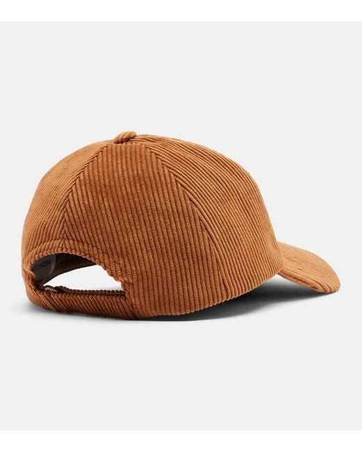 Moncler Brown Logo Corduroy Baseball Cap