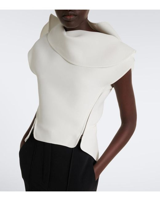 Maticevski White Whirl Draped Top