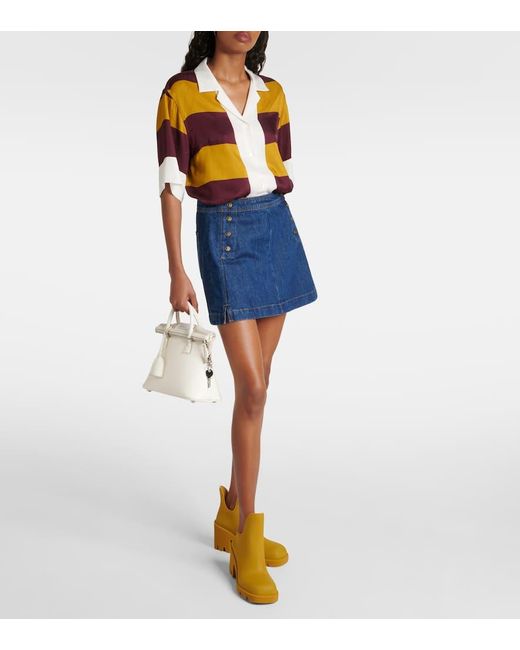 Minifalda Sailor Snap de denim FRAME de color Blue