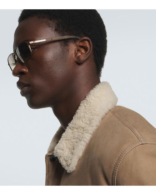 Brunello Cucinelli Brown Jarama Rectangular Sunglasses for men