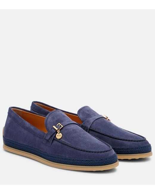 Tod's Blue Suede Loafers