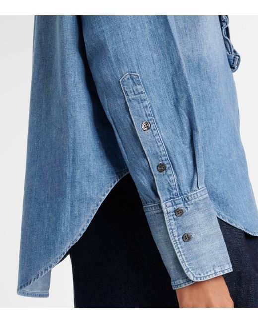 Citizens of Humanity Blue Ruffled Denim Shirt