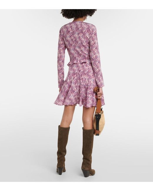 Isabel Marant Pink Usmara Printed Silk-Blend Minidress