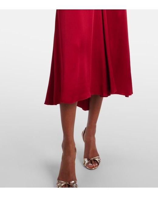 Victoria Beckham Gathered Satin Midi Dress