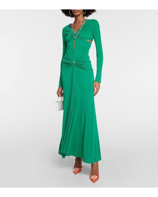 AMINA MUADDI Red Crystal-Embellished Satin Pumps