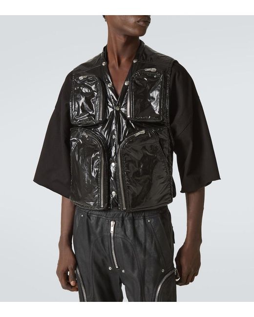 Rick Owens Black Cotton Cargo Vest for men