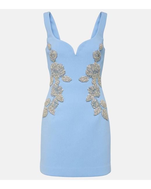 Rebecca Vallance Blue Juliana Embellished Crepe Minidress