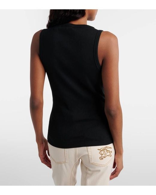 Burberry Black Lace-Up Ribbed Tank Top