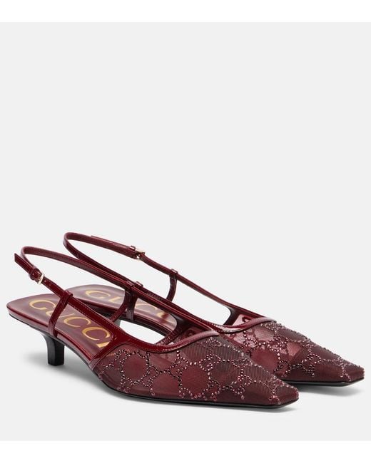 Gucci Brown Gg Crystal Slingback Pump, Uk