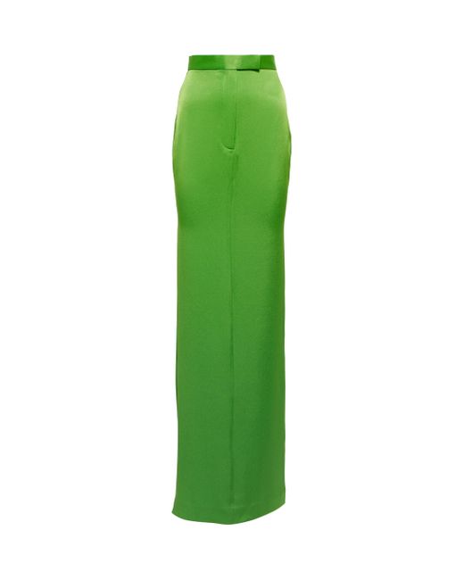 Exclusivo en Mytheresa - falda larga Lux de crepé satinado Alex Perry de color Green